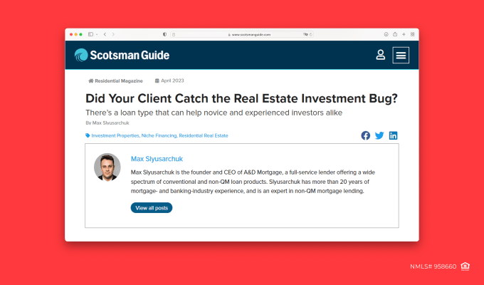 Scotsmans Guide Features Slyusarchuk Advice on DSCR Loans
