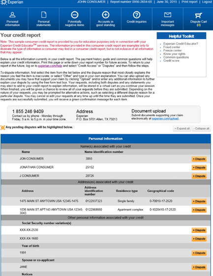 experian credit report