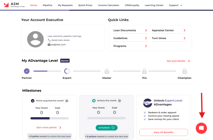 aim partner portal home page