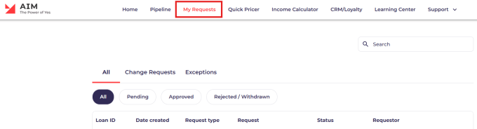 aim partner portal screenshot