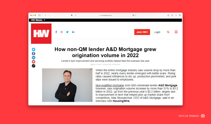 A&D Mortgage’s 2022 Success Featured in Housing Wire