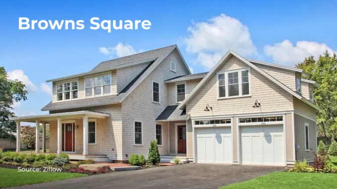 Photo of houses in Browns Square, Newburyport, Massachusetts