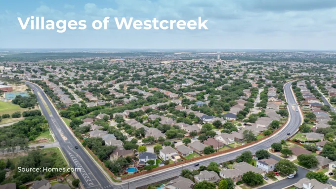 Photo of the Villages of Westcreek neighborhood in West San Antonio, Texas
