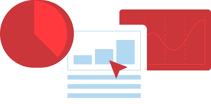 pit chart and graphs with statistics